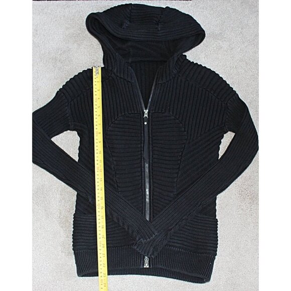 Lululemon - sz 8 - Embrace Hoodie *Knit in Black, Scuba Style Rib Knit - Picture 6 of 11